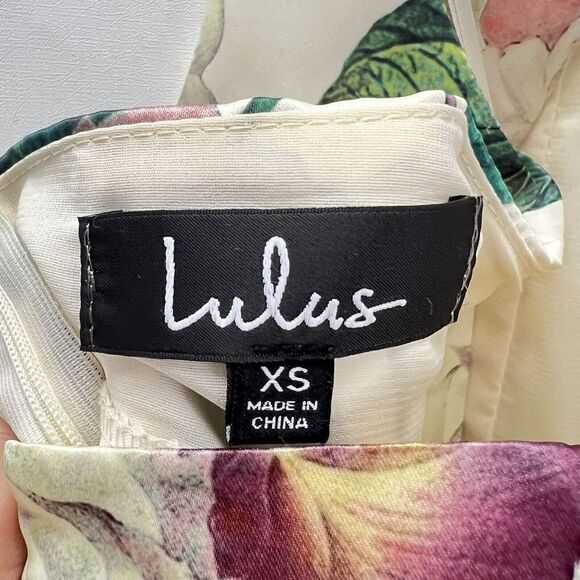 Lulus Hydrangea Haven Cream Floral Halter Tie Neck Skater Dress Mini Size XS - Picture 11 of 14